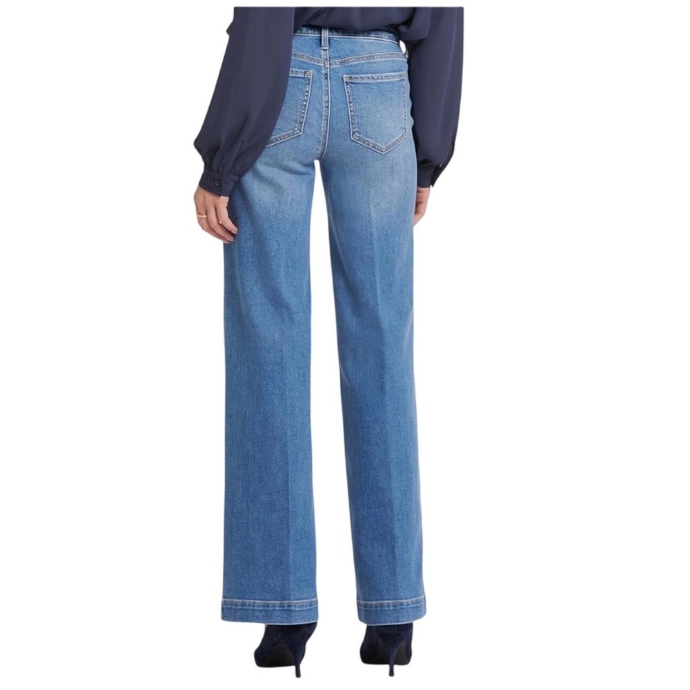 NYDJ Women's Teresa Wide Leg Jeans Water Canyon Blue Wash Denim Size 8 Boho - Picture 2 of 12